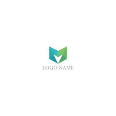 Poster - Wolf Face Letter M Gem Logo, Negative Space Down Arrow Letter M Logo.