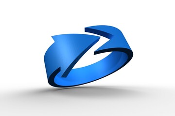 Poster - 3D-rendered blue arrow ring hovering above white seamless backdrop, casting soft diffuse shadow