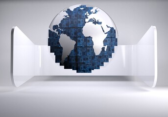 Poster - Digital globe on grey abstract background