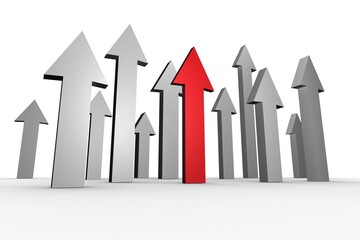 Poster - Red and grey arrows pointing up