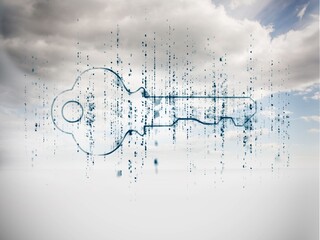 Poster - Digitally generated blue key in sky