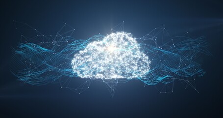 Poster - Composite image of glowing cloud and connecting lines