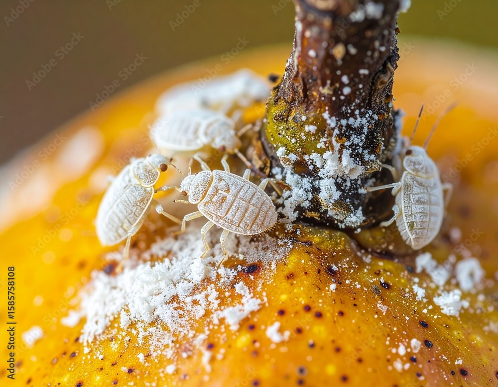 Insect Infestation on Fruit: A close-up shot reveals a cluster of tiny ...