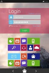Poster - Login window with various icons on device screen