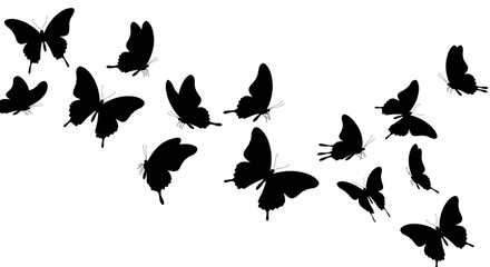 Poster - Elegant Butterfly Silhouettes in Flight: A Delicate Dance of Nature's Beauty