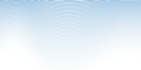 Poster - Abstract blue wave lines pattern on white background with space for your text