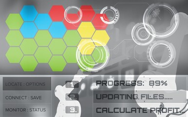 Aufkleber - Hexagon shapes with text on device screen