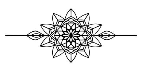 Poster - A striking geometric red mandala line art divider offers a centered, decorative element on a clean white backdrop, perfect for adding visual interest and creative flair.