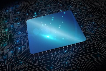 Poster - Shiny square on black circuit board