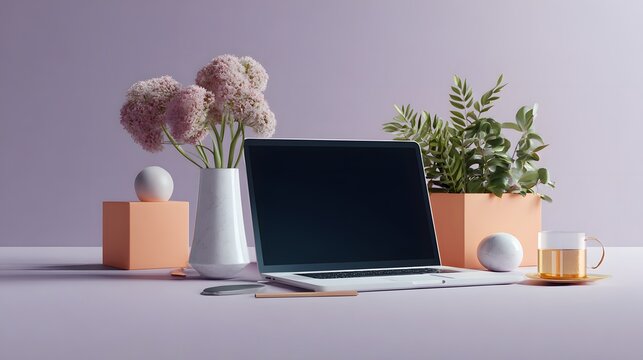 Stylized Laptop Minimalist Workspace Background