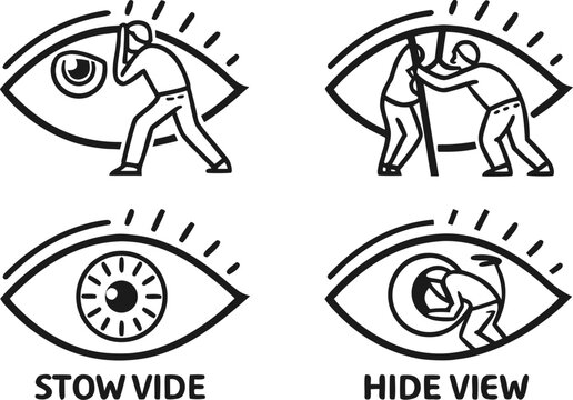 eye icon. show and hide symbol. incognito mode and watch icons for app, website ui. transparent png and vector illustration.clip art, concepts, cut out, eyeball, hiding, horizontal, icon set, ideas, 