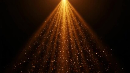 Poster - A radiant beam of golden light descends from above, creating a mesmerizing abstract background filled with sparkling glitter and a magical atmosphere