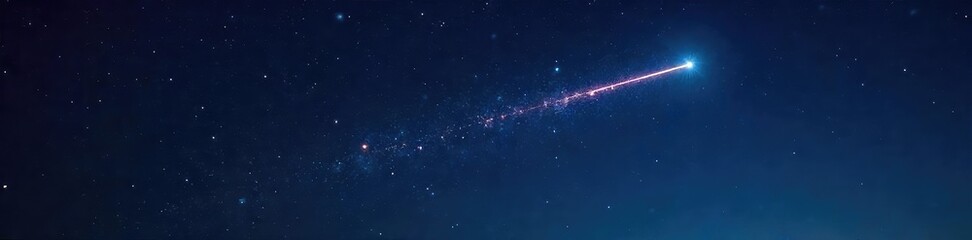 Wall Mural - A lone shooting star streaks across a vast, dark night sky, leaving a luminous trail of light Perfect for illustrating concepts of dreams, wishes, hope, and cosmic wonder , wonder, constellation