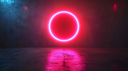 Poster - Neon loading circle against a dark atmospheric backdrop