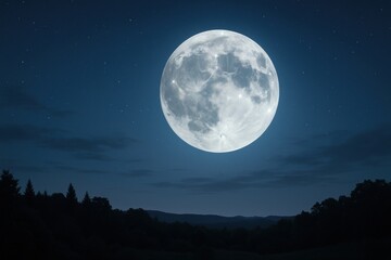 Wall Mural - luminous full moon over forest