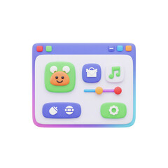 Leinwandbilder - Stylized user interface rendering with pastel colors and playful cartoonish icons