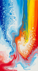 Poster - Colorful abstract fluid art painting with vibrant rainbow colors.