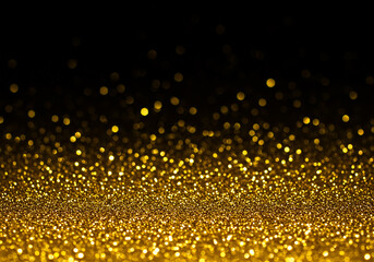 Poster - Abstract gold glitter sparkle on black background