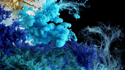 Wall Mural - Blue-violet ink water diffusion effect Ink smudge diffusion