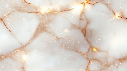 Poster - Luxurious white marble texture with glowing golden veins and sparkling light effects on cream background, elegant natural stone pattern for interior design.