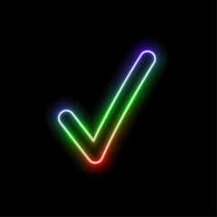 Fototapete - 3D blue tick checked icon. neon style.valid seal vector icon in line style design for website design, app, UI. Editable stroke. Validation concept. EPS 10 vector illustration.