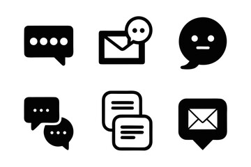 Fototapete - Set of Communication Icons in Black and White including Speech Bubbles Email Notifications and Document Symbols perfect for UI design and user interface elements