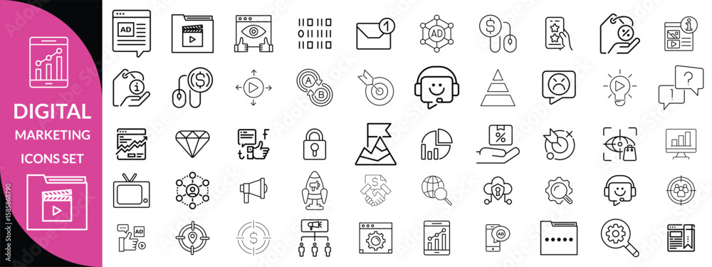Digital Marketing Line Editable Icons set. Vector illustration for web ...
