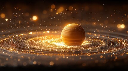 Wall Mural - Golden planet in swirling galaxy