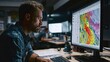 © Javid - Scientists studying earthquake maps on computer screens in a lab. AI generated image