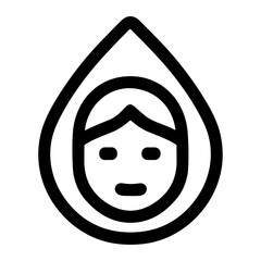 Poster - Black Line Art Face in Droplet Shape Icon Illustration