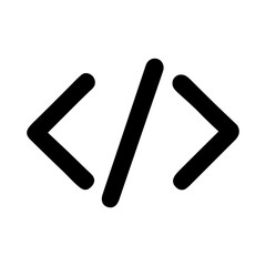 Fototapete - Simple Outline Code Symbol with Bracket Icon and Web Element