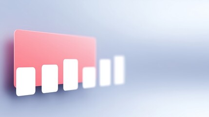 Abstract digital illustration featuring a gradient background with a red rectangular shape and five white rectangular bars representing data visualization and growth concepts