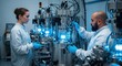 © DigitalSpace - Cleanroom scene with technicians wearing gloves operating diamond growth reactors.