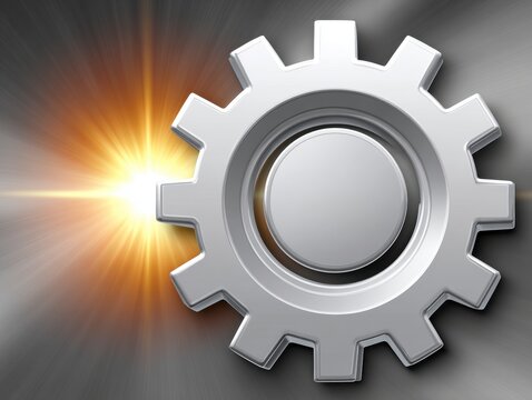 Abstract Monochrome Gear with Golden Lightburst