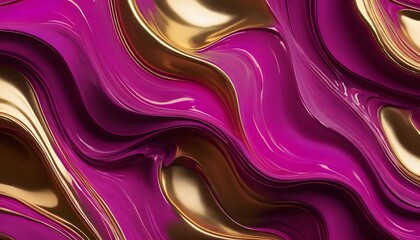 Aufkleber - Abstract background featuring swirling patterns of shiny gold and vibrant magenta colors in a fluid design