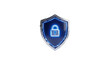 © Bashir Ahammed - Futuristic cyber security shield with glowing blue padlock on a dark background