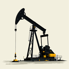 Wall Mural - Oil Rig Operation at Sunset in Desert Landscape