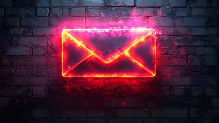 Poster - Neon email icon with glowing shadow effect