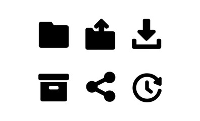 Fototapete - Minimalist icons set: upload, download, share, archive, clock