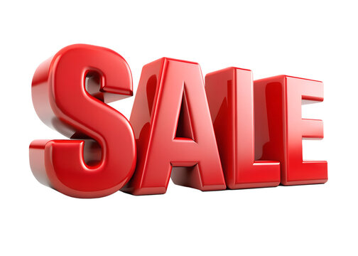 A bold red 3d sale text design, ideal for attracting attention to promotional offers and discounts isolated on transparent background