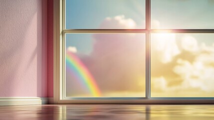 Wall Mural - Rainbow Window View: A Peaceful and Hopeful Room