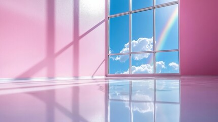 Wall Mural - Pink Room with a Rainbow View