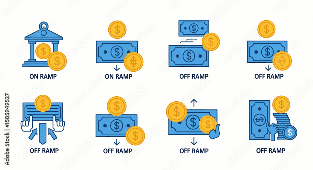 Cash Ramp A visual representation of financial concepts showing money moving on ...