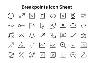 Fototapete - Visual Guide of Breakpoints Icon Sheet: A comprehensive visual guide showcases a variety of breakpoint icons, offering a clean and organized design, suitable for developers and designers. 