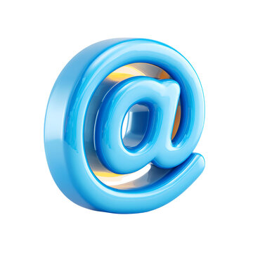 Glossy Blue 3D Email At Symbol, Digital Communication Icon