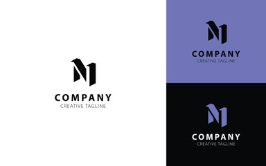 Poster - Monogram 3D logo with letter N in isometric top-left view for your business