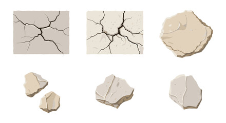Poster - Illustration showing cracked plaster walls and isolated plaster fragments on a white background scene