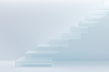Aufkleber - Abstract architectural staircase in pastel blue tones, symbolizing progress and minimalistic design. Simple and elegant structure.