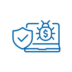 Poster - Computer security icon with shield, bug, and dollar symbol illustration  