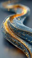 Poster - Wavy metallic lines illuminated by golden particles